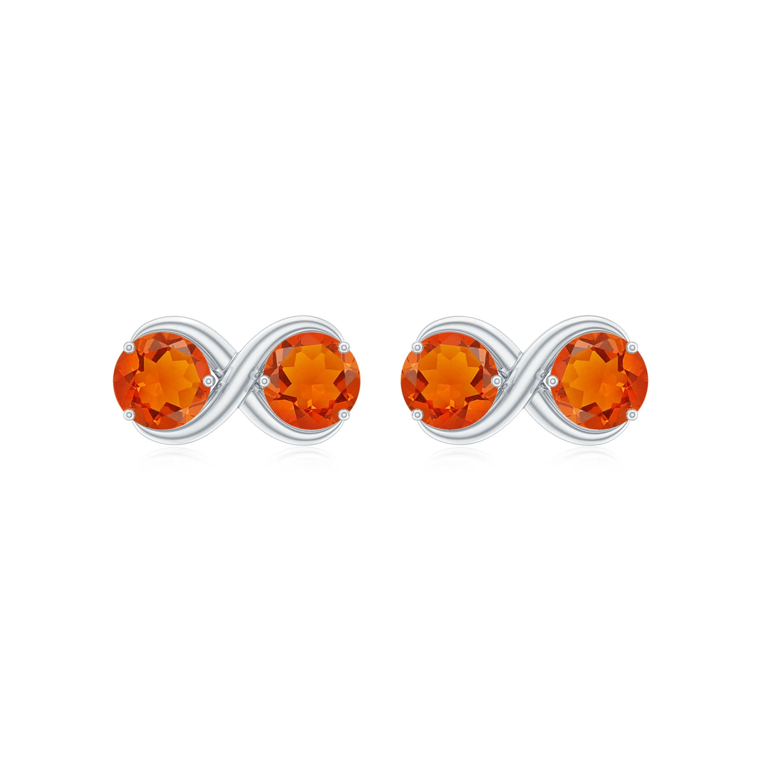 1 CT Simple Fire Opal Two Stone Infinity Stud Earrings