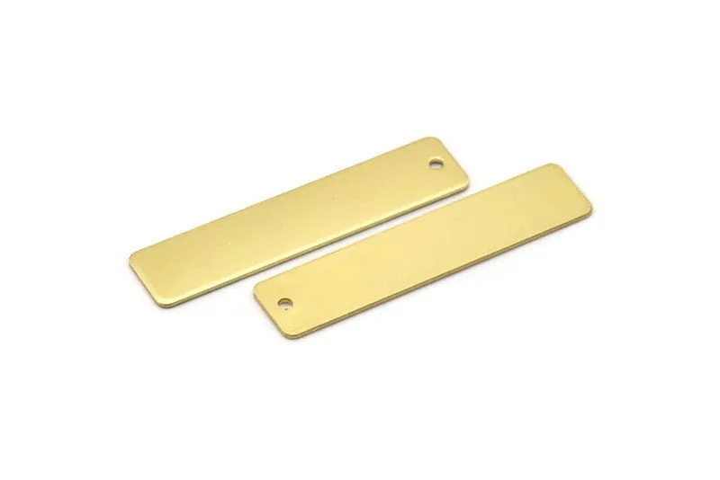 1 Hole Brass Bar, 12 Raw Brass Rectangle Stamping Blank With 1 Hole, Pendant (10x45x0.8mm) Y023