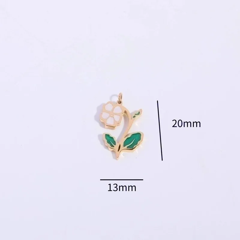 1 Piece 13 * 20mm 17*22.5mm 9.5*17.5mm 304 Stainless Steel Glass Pearl Gold Plated Geometric Flower Polished Pendant Chain