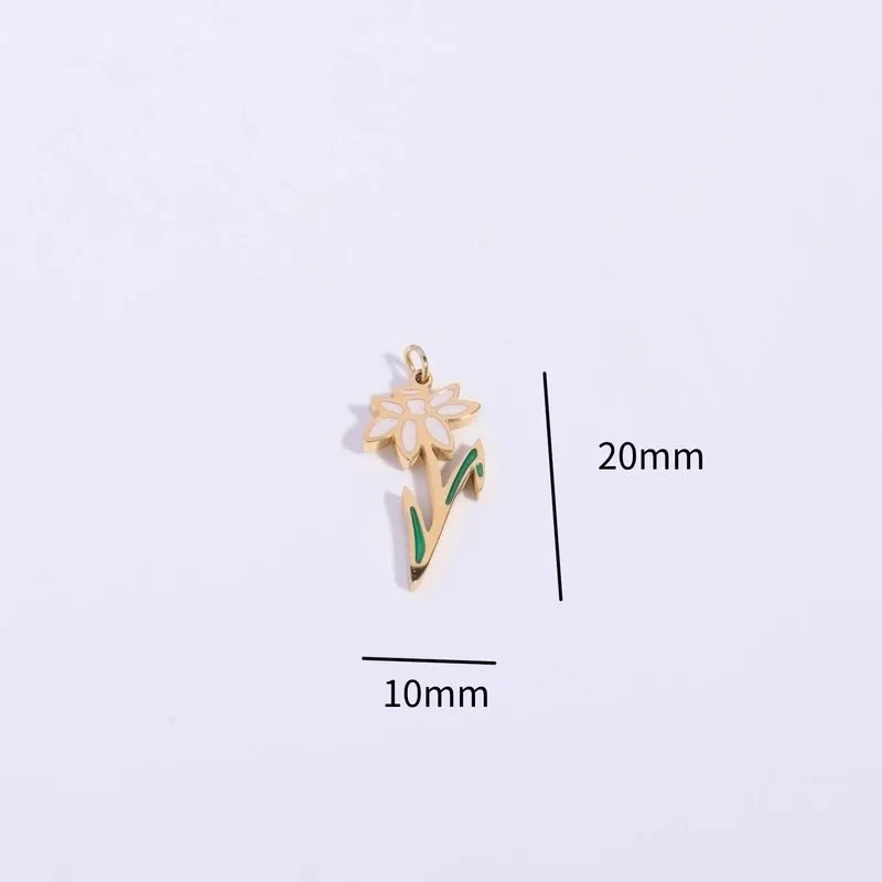 1 Piece 13 * 20mm 17*22.5mm 9.5*17.5mm 304 Stainless Steel Glass Pearl Gold Plated Geometric Flower Polished Pendant Chain