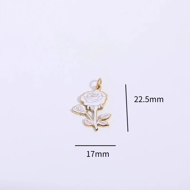 1 Piece 13 * 20mm 17*22.5mm 9.5*17.5mm 304 Stainless Steel Glass Pearl Gold Plated Geometric Flower Polished Pendant Chain