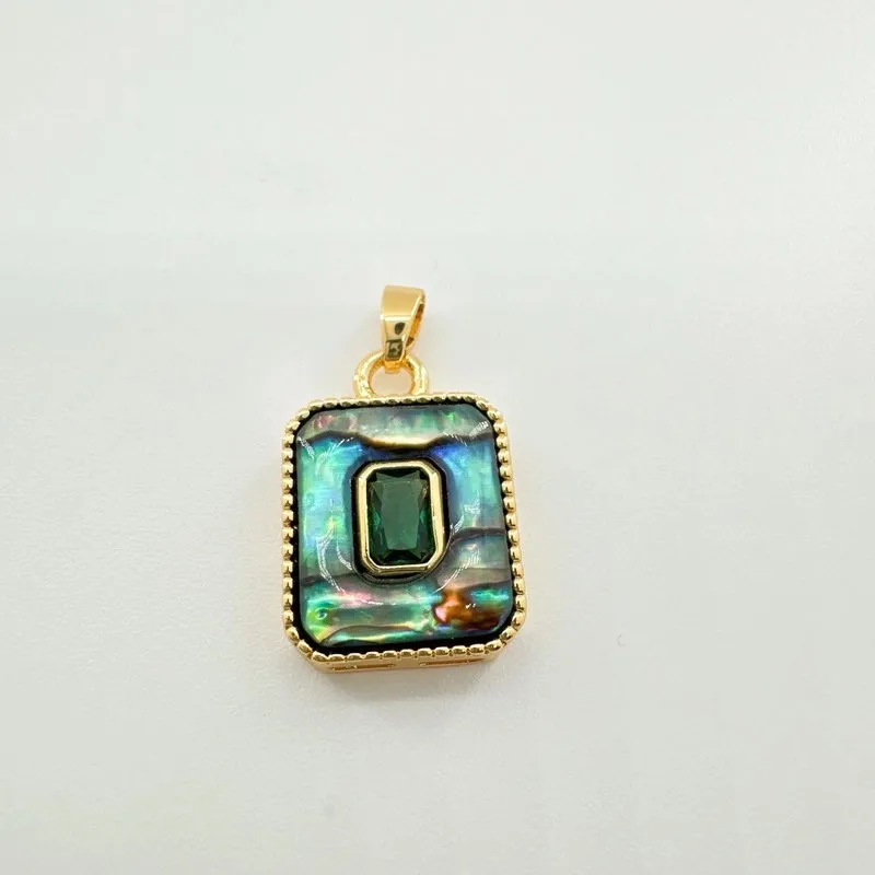 1 Piece 25mm Copper Shell Zircon 18K Gold Plated Geometric Pendant