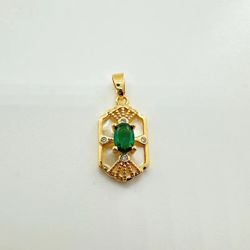 1 Piece 25mm Copper Shell Zircon 18K Gold Plated Geometric Pendant