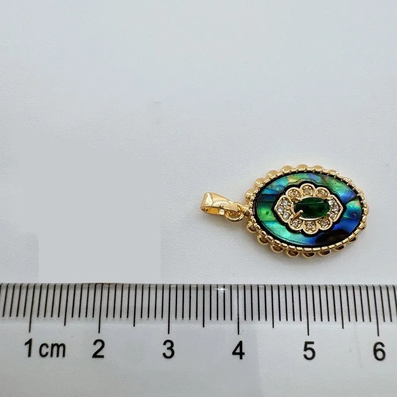 1 Piece 25mm Copper Shell Zircon 18K Gold Plated Geometric Pendant