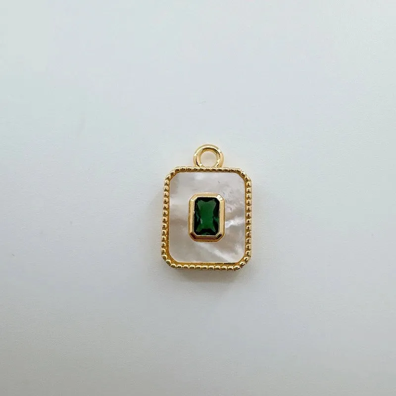 1 Piece 25mm Copper Shell Zircon 18K Gold Plated Geometric Pendant