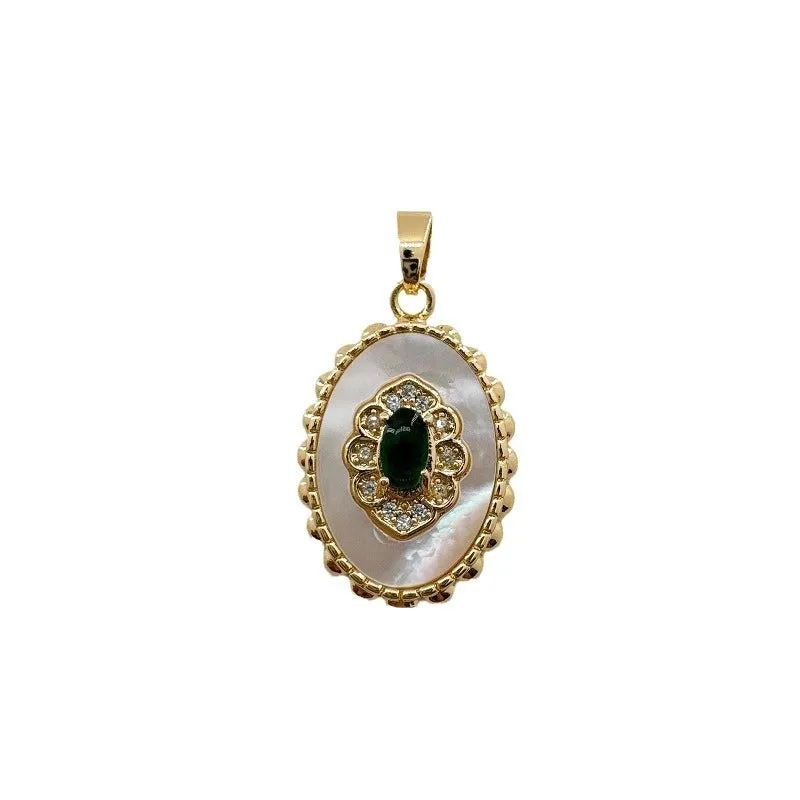 1 Piece 25mm Copper Shell Zircon 18K Gold Plated Geometric Pendant