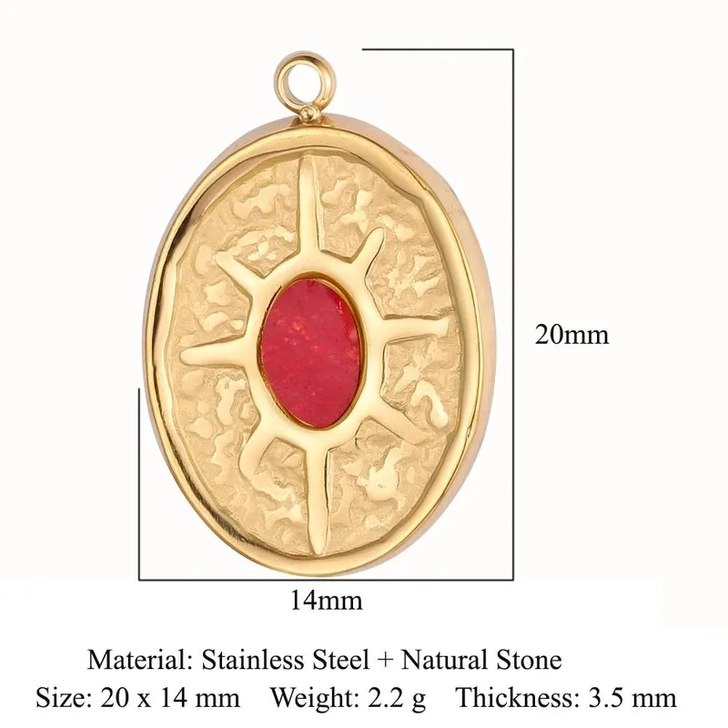 1 Piece Titanium Steel Natural Stone Plating Inlay Polished Pendant