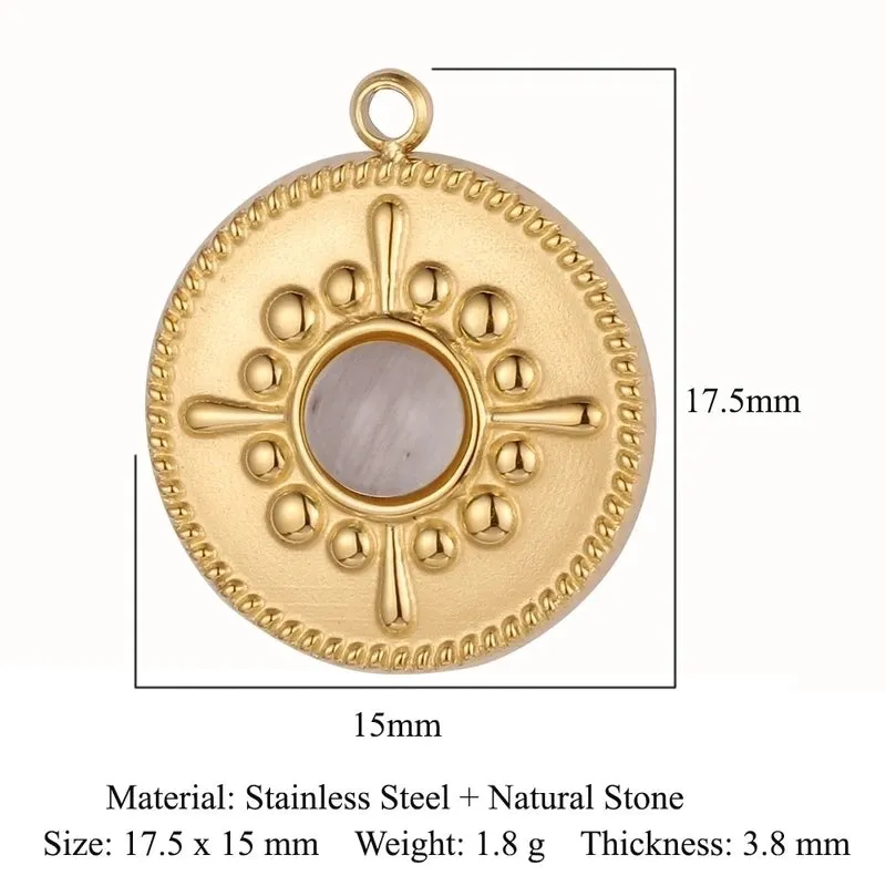 1 Piece Titanium Steel Natural Stone Plating Inlay Polished Pendant