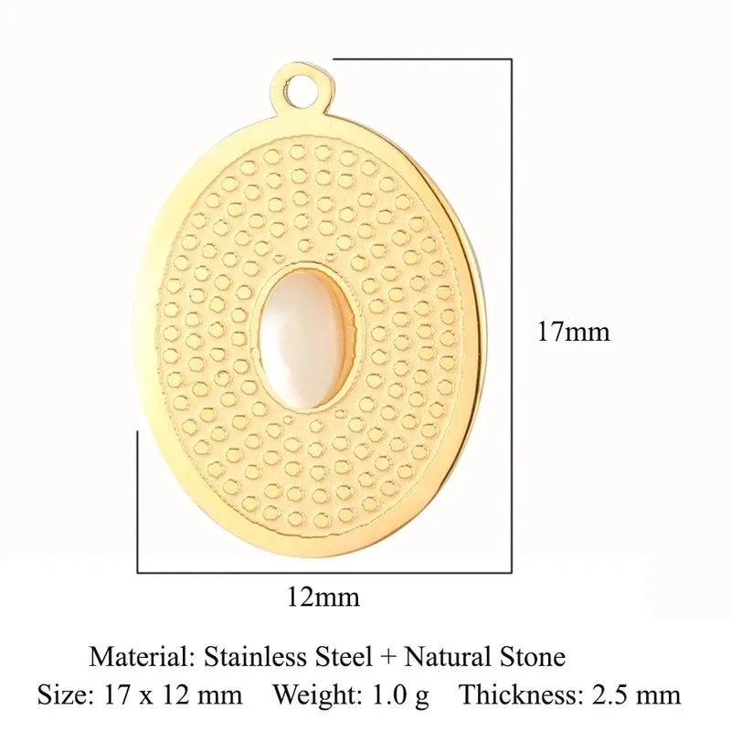 1 Piece Titanium Steel Natural Stone Plating Inlay Polished Pendant