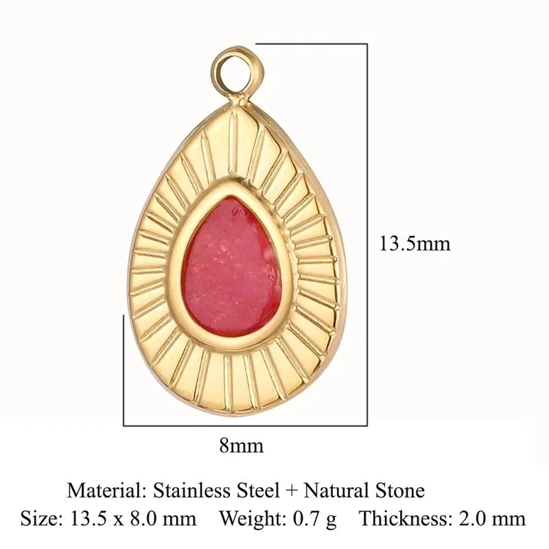 1 Piece Titanium Steel Natural Stone Plating Inlay Polished Pendant