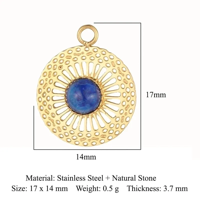 1 Piece Titanium Steel Natural Stone Plating Inlay Polished Pendant