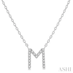 10KW Diamond Initial "M" Necklace w/ 0.06 ctw & 18" Chain