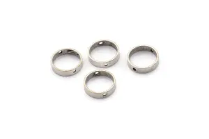 10mm Circle Connector, 24 Antique Silver Plated Brass Circle Ring Connector With 2 Holes, Findings (10x2.5mm) BS 2202