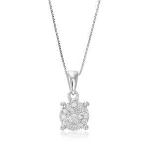 1/10 cttw Lab Grown Diamond Pendant Necklace .925 Sterling Silver For Women 1/4 Inch With 18 Inch Chain