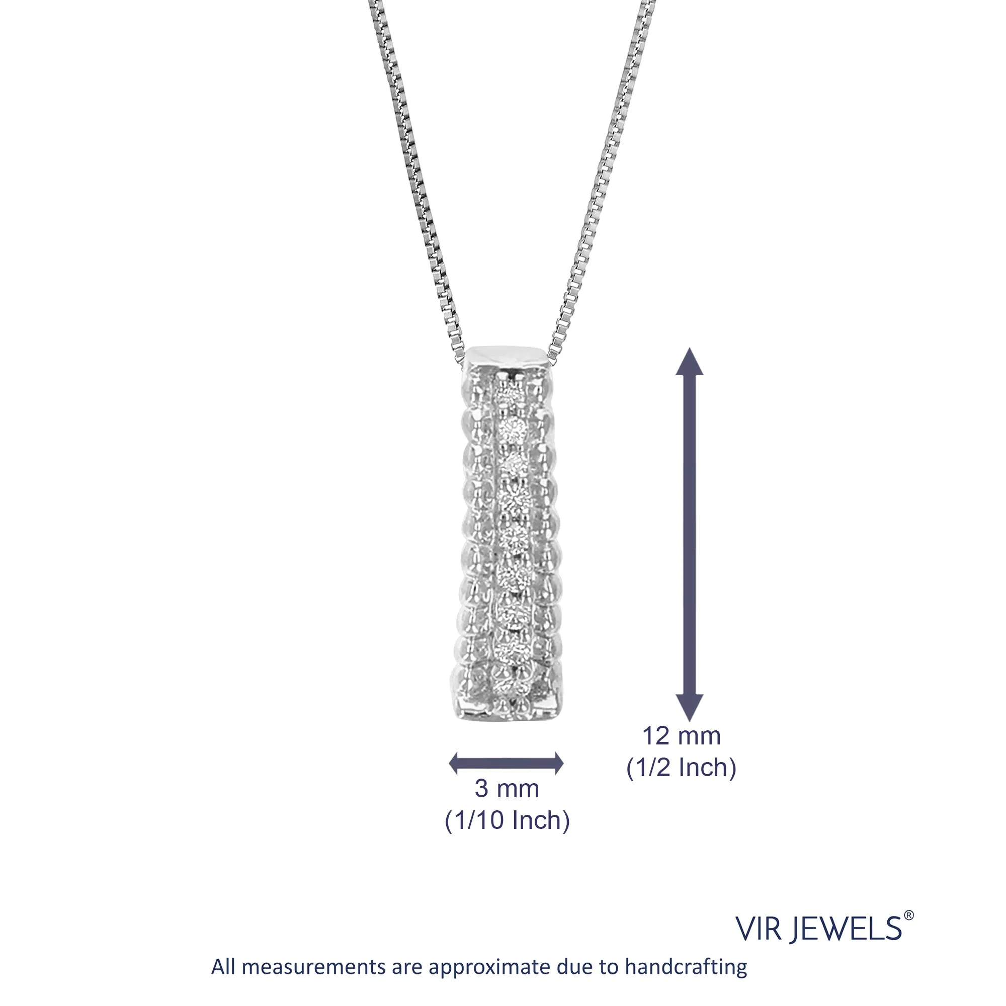 1/20 cttw Lab Grown Diamond Drop Pendant Necklace .925 Sterling Silver 1/2 Inch with 18 Inch Chain