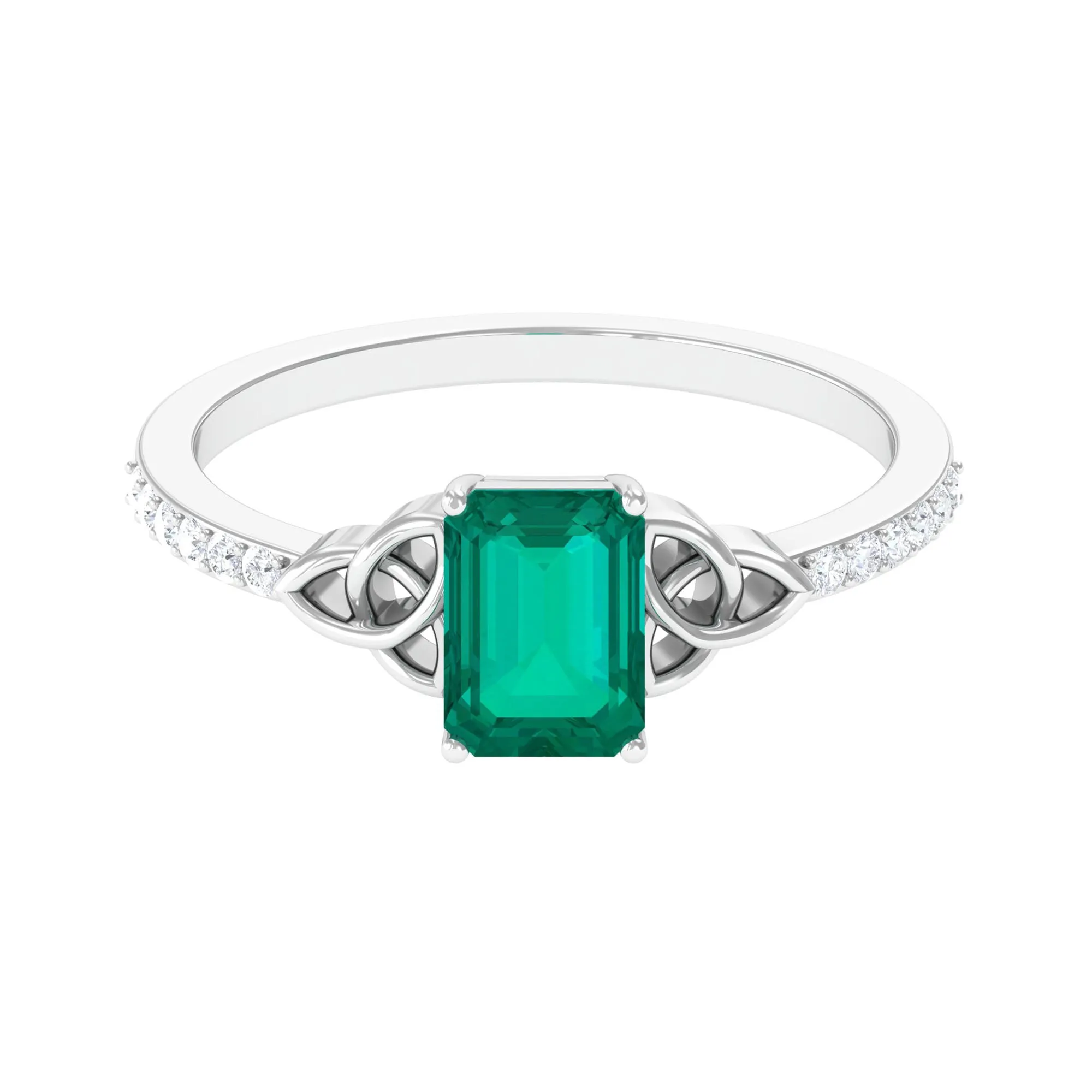 1.25 CT Octagon shape Emerald Celtic Engagement Ring with Diamond