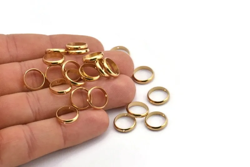 12mm Circle Connector, 25 Raw Brass Circle Ring Connector With 2 Holes, Findings (12x2.5mm) BS 1852