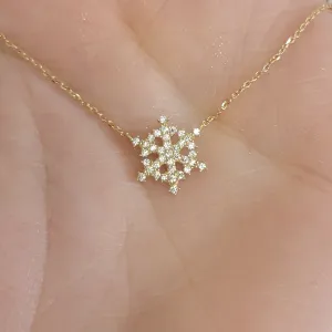 14k Diamond Snowflake Necklace