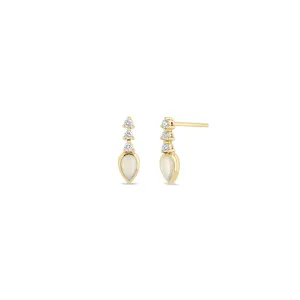 14k Diamond Tennis with Pear Opal Short Drop Earrings