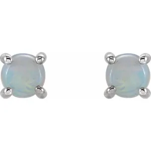 14K White 5 mm Natural White Opal Earrings