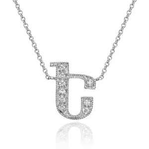 14K White Gold Armenian Initial Diamond Necklace