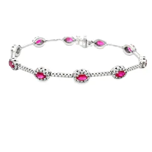 14k White Gold Diamond and Ruby Bracelet