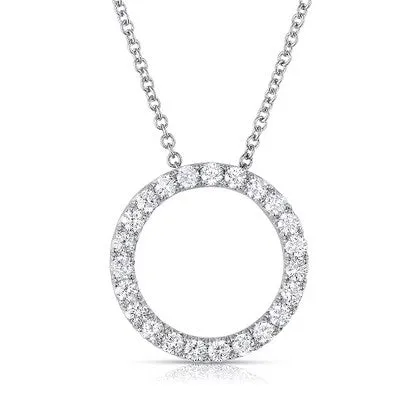 14k White Gold French Cut Diamond Pendant Necklace