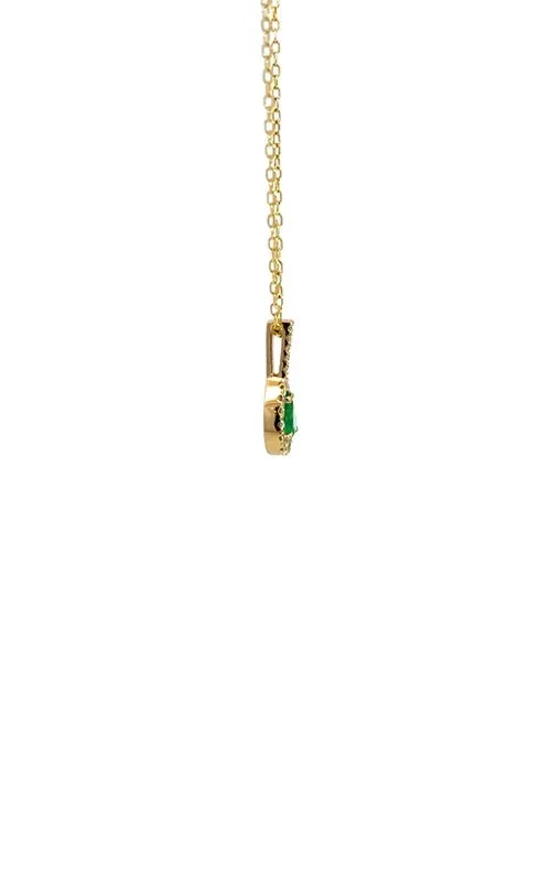 14K YELLOW GOLD EMERALD PENDANT WITH DIAMOND HALO  G15323