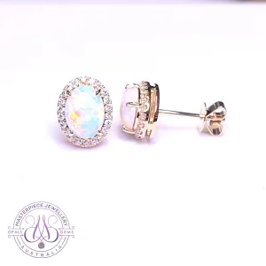 14kt Yellow Gold Light Opal cluster earrings