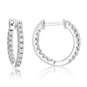 1/5 cttw Diamond Inside Out Hoop Earrings in Sterling Silver