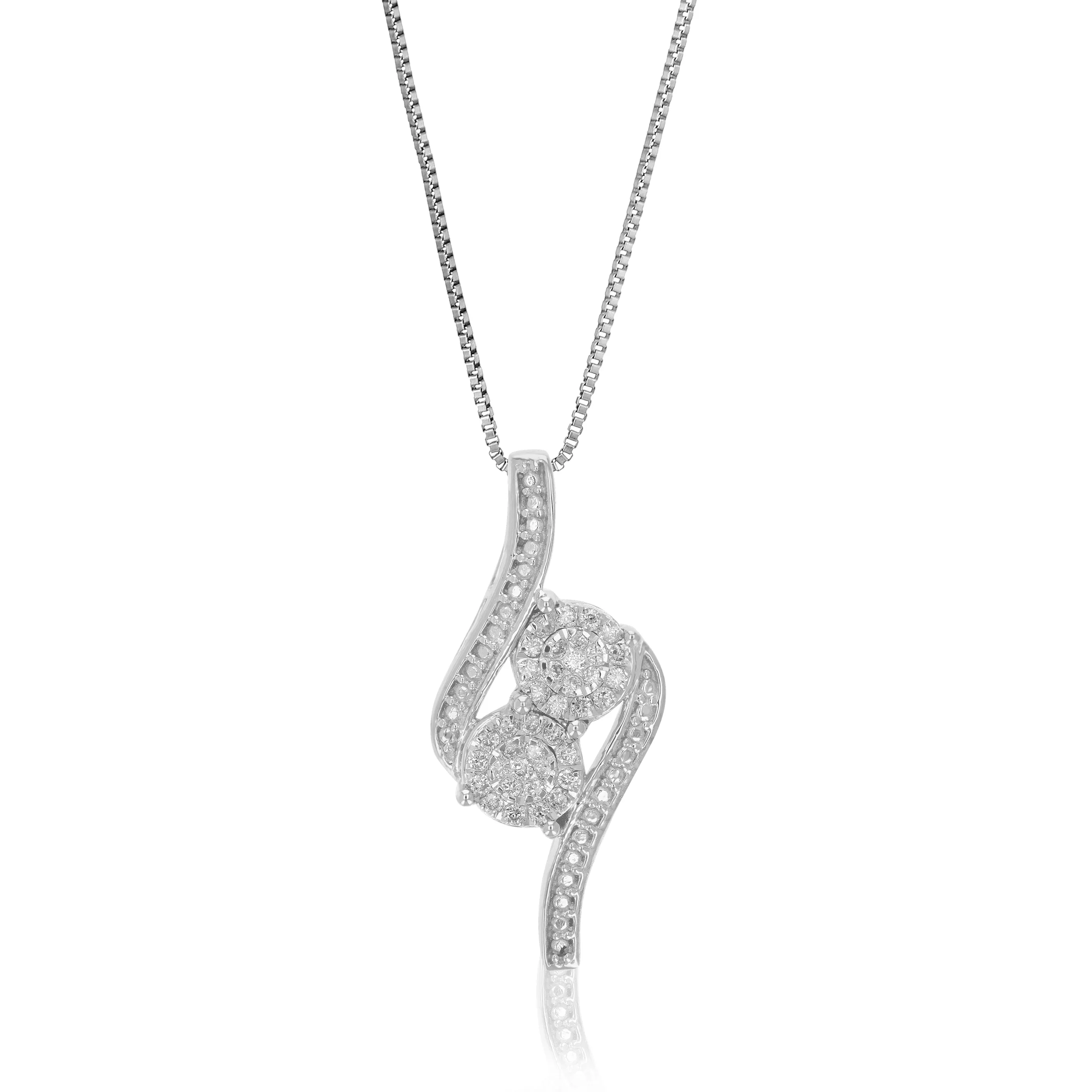 1/6 cttw Lab Grown Diamond .925 Sterling Silver Bypass Pendant Necklace 2/5 Inch With 18 Inch Chain