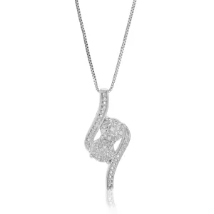 1/6 cttw Lab Grown Diamond .925 Sterling Silver Bypass Pendant Necklace 2/5 Inch With 18 Inch Chain