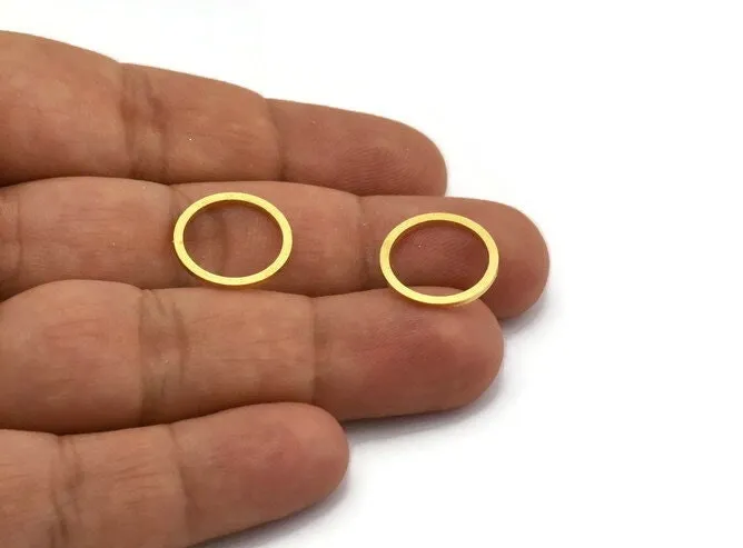 16mm Circle Connector, 24 Raw Brass Circle Connectors (16x1mm) A6156