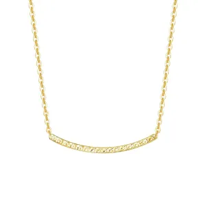 18K Rose/Yellow Gold Diamond-Cut Bar Smile Pendant Necklace