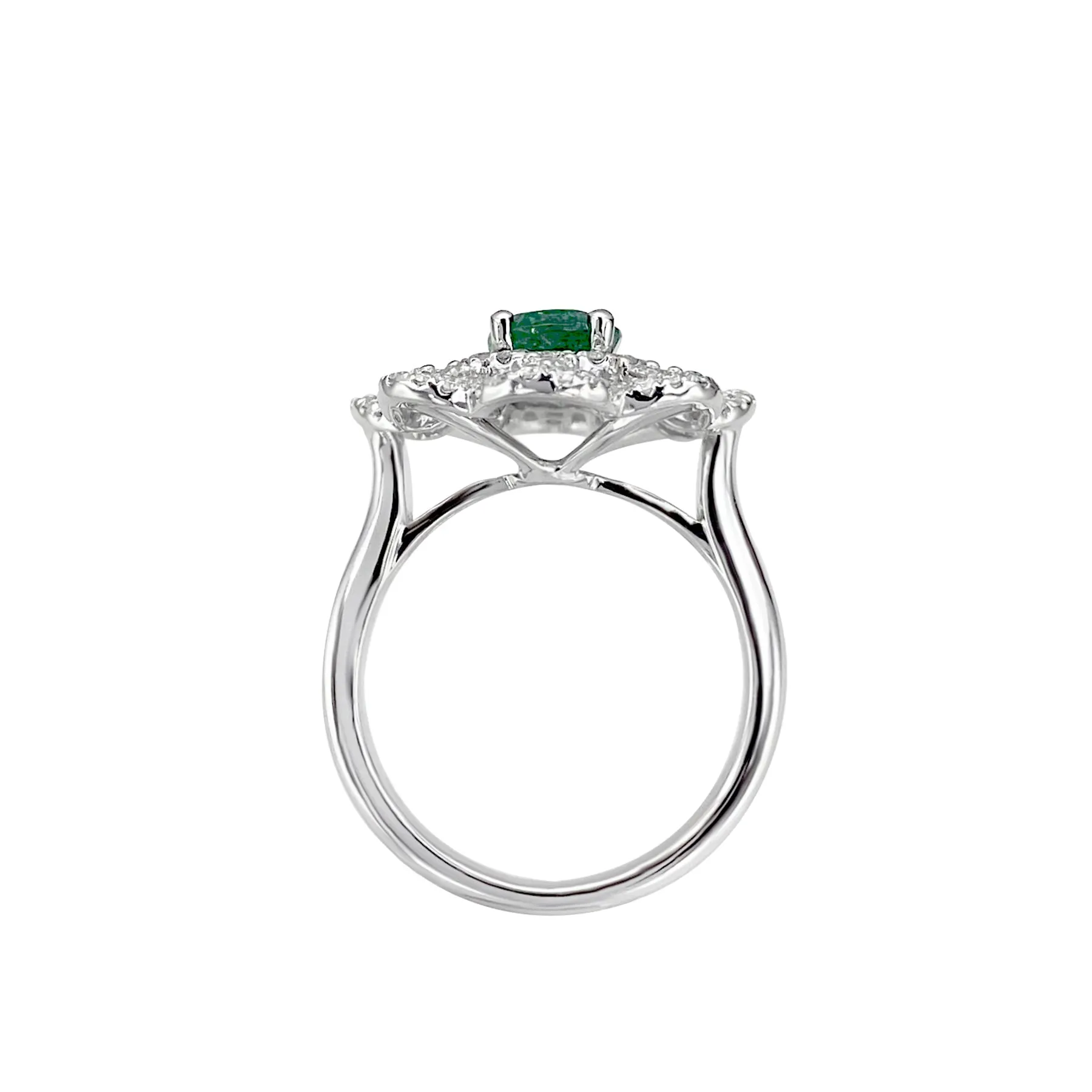 18K White Gold 1.35ct Emerald and Diamond Ring - 20674038