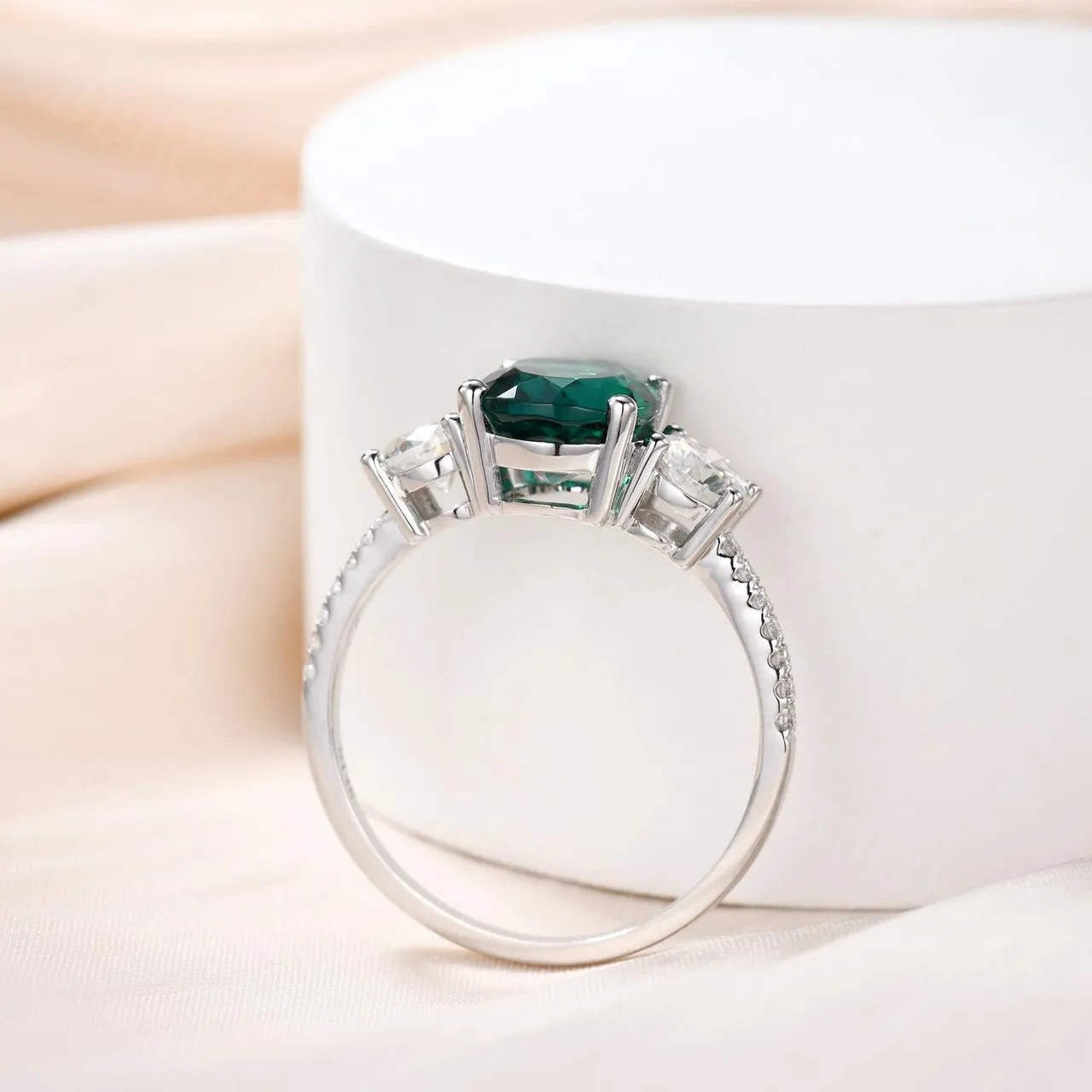 2.5 Carat Emerald Diamond Engagement Ring Moissanite Promise Ring 14K/18K White Gold Vintage Ring