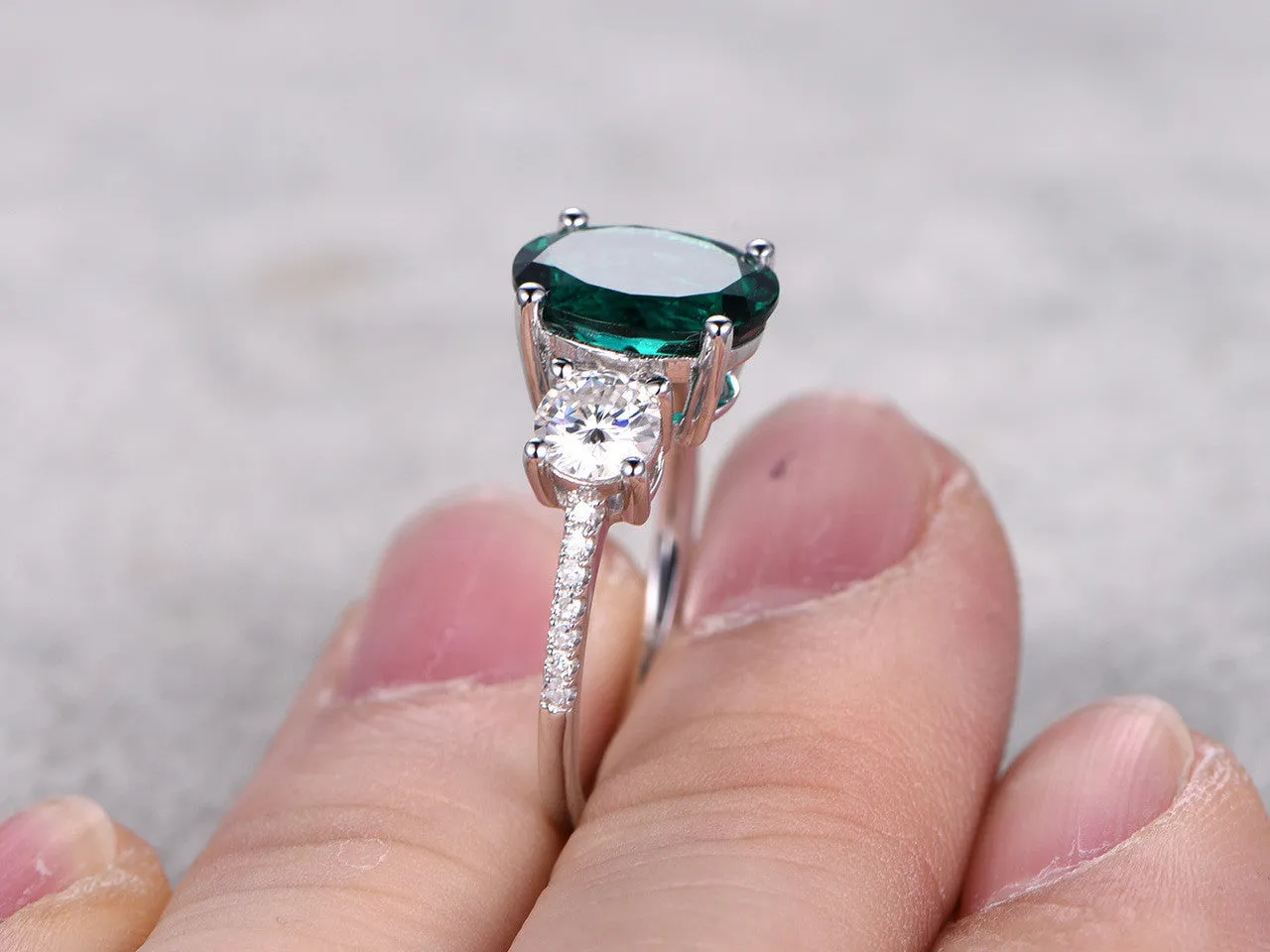 2.5 Carat Emerald Diamond Engagement Ring Moissanite Promise Ring 14K/18K White Gold Vintage Ring