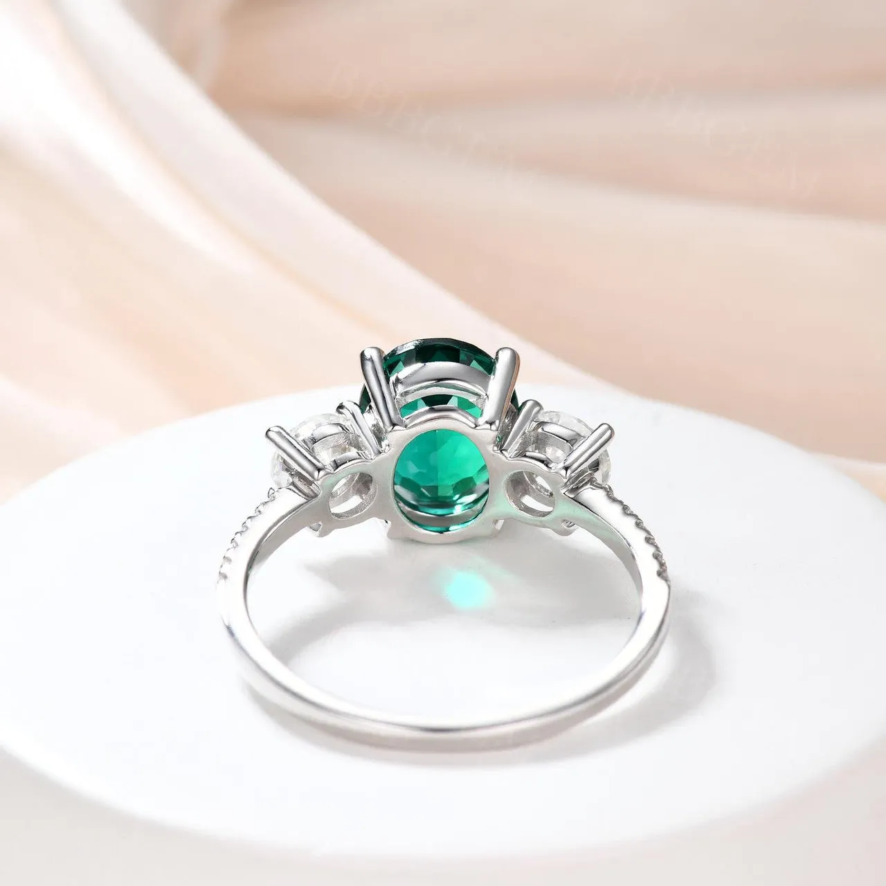 2.5 Carat Emerald Diamond Engagement Ring Moissanite Promise Ring 14K/18K White Gold Vintage Ring