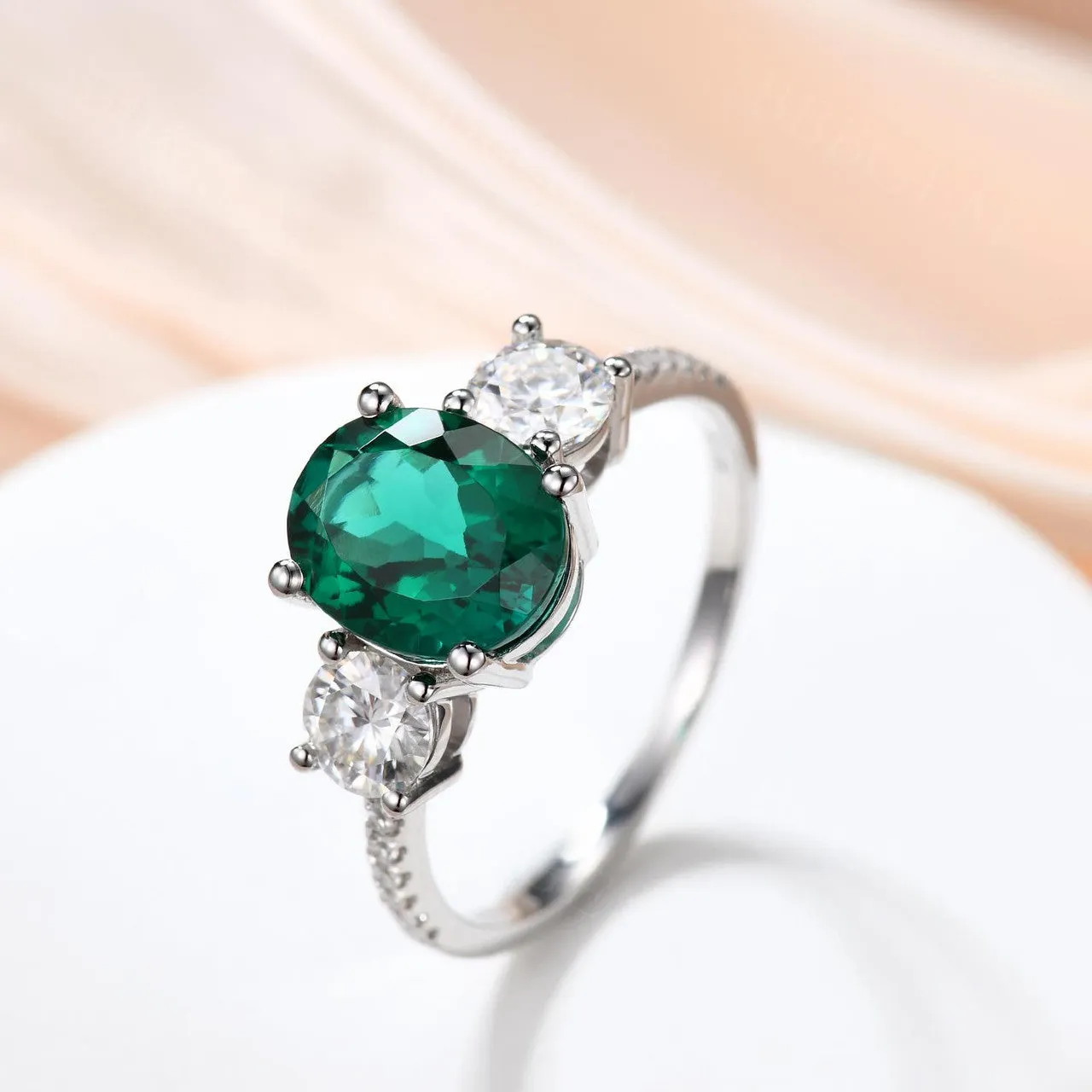 2.5 Carat Emerald Diamond Engagement Ring Moissanite Promise Ring 14K/18K White Gold Vintage Ring