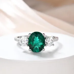 2.5 Carat Emerald Diamond Engagement Ring Moissanite Promise Ring 14K/18K White Gold Vintage Ring