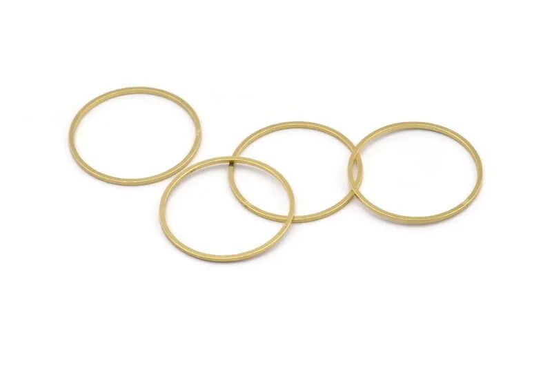 26.5mm Circle Connectors - 24 Raw Brass Circle Connectors (26.5x1x1mm) A4064