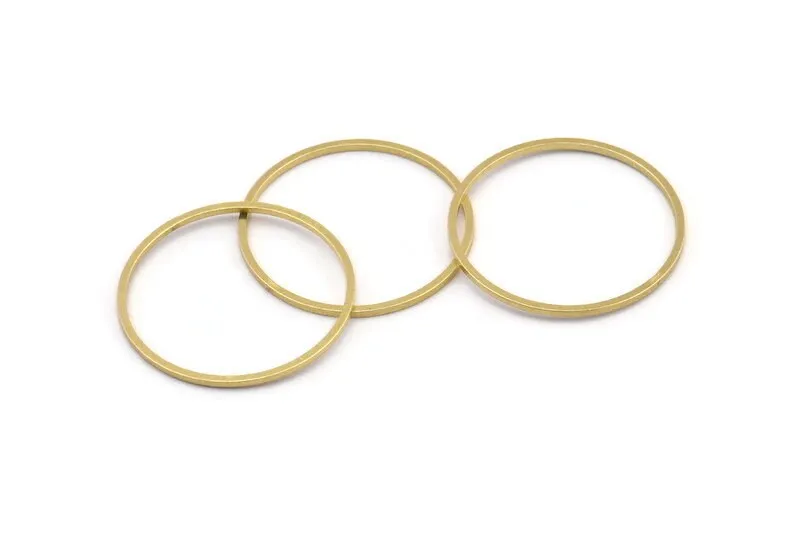 26.5mm Circle Connectors - 24 Raw Brass Circle Connectors (26.5x1x1mm) A4064