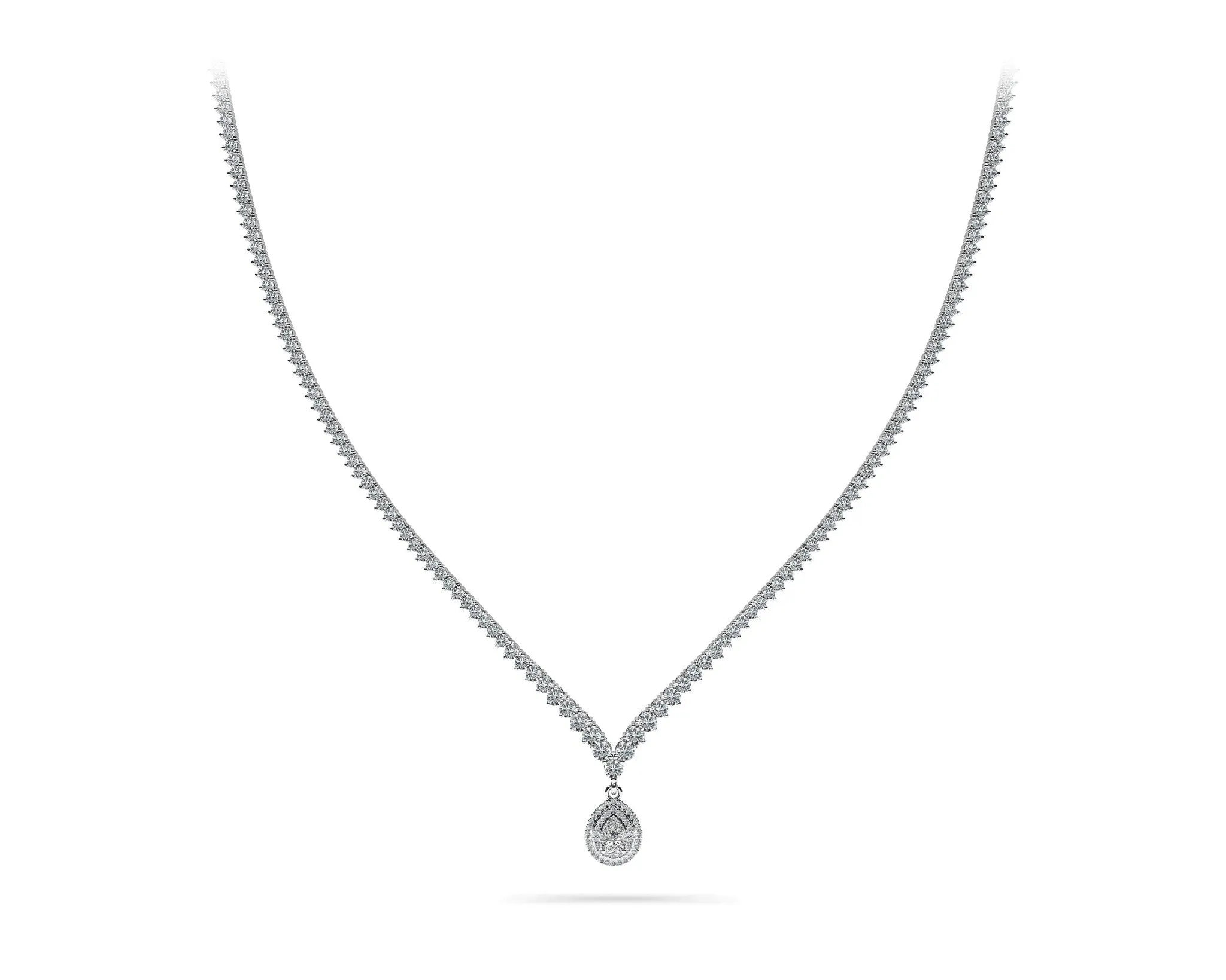 3 Prong Graduated V Diamond Lab-Grown Diamond Necklace with 9.54 ct.(finished)