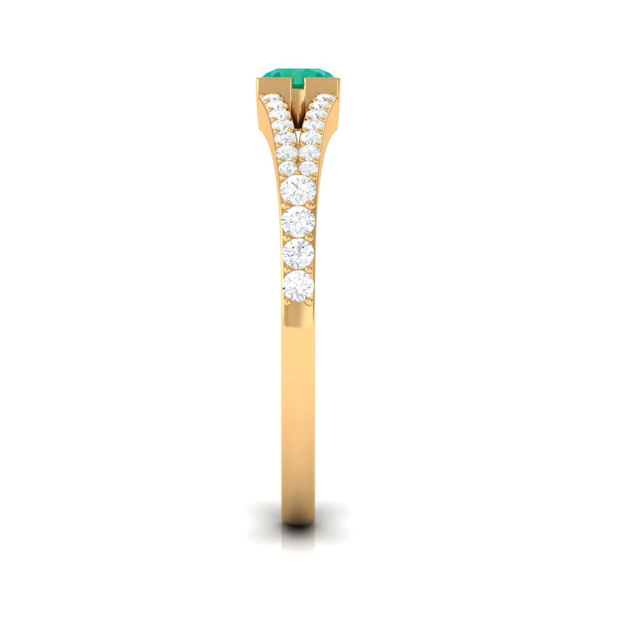 3/4 CT Minimal Emerald and Diamond Promise Ring with Split Shank