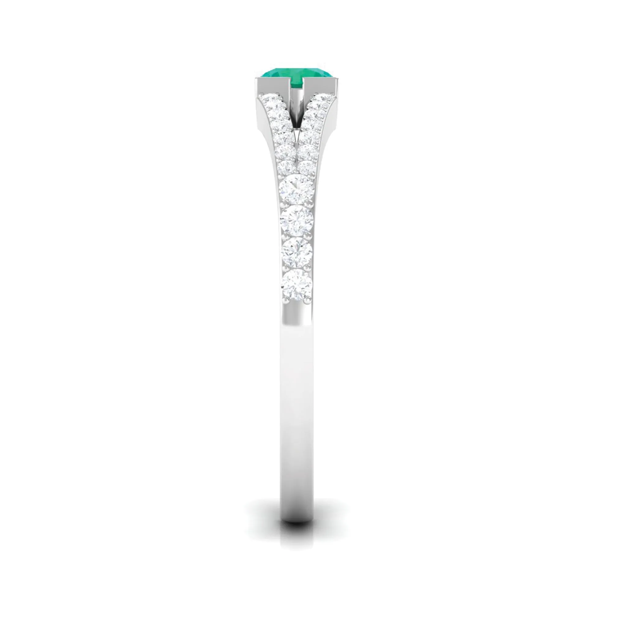 3/4 CT Minimal Emerald and Diamond Promise Ring with Split Shank