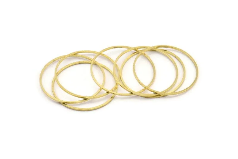 34mm Circle Connectors, 12 Raw Brass Circle Connectors (34x1mm) A3950