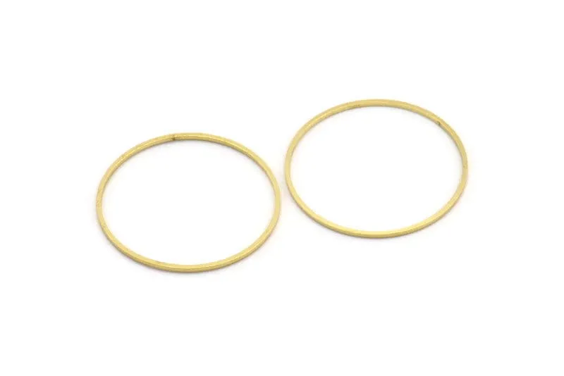 34mm Circle Connectors, 12 Raw Brass Circle Connectors (34x1mm) A3950