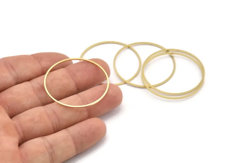 35.5mm Circle Connectors - 24 Raw Brass Circle Connectors (35.5x0.80mm) A4082