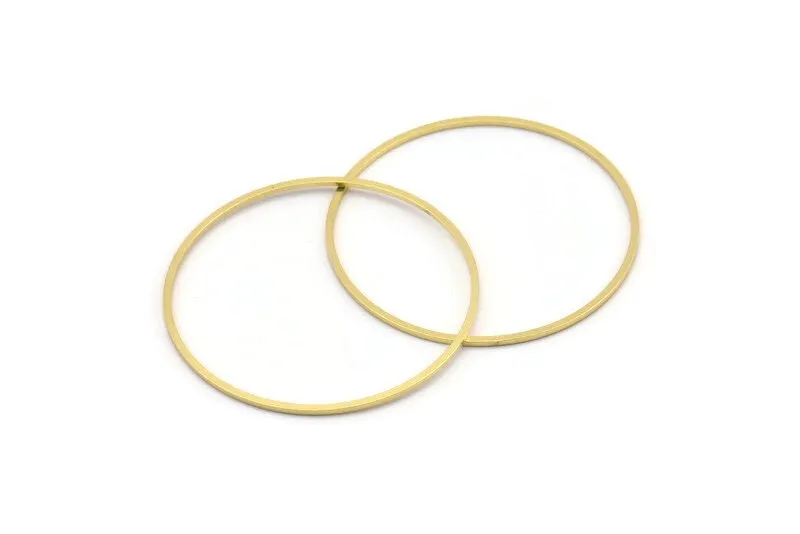 35.5mm Circle Connectors - 24 Raw Brass Circle Connectors (35.5x0.80mm) A4082