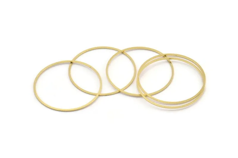 35.5mm Circle Connectors - 24 Raw Brass Circle Connectors (35.5x0.80mm) A4082